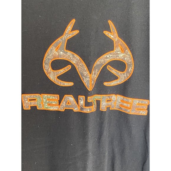 Real Tree Black S/S T-Shirt Men's Size 2XL XXL Antlers Camo Spell-out Hunt Fish - Picture 3 of 5